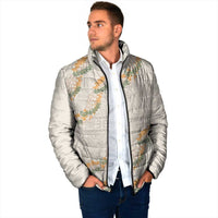Aloha Pakalana and Puakenikeni Lei Padded Jacket Beige Hawaiian Pattern LT9 - Polynesian Pride