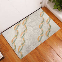 Aloha Pakalana and Puakenikeni Lei Rubber Doormat Beige Hawaiian Pattern LT9 - Polynesian Pride