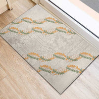 Aloha Pakalana and Puakenikeni Lei Rubber Doormat Beige Hawaiian Pattern LT9 - Polynesian Pride