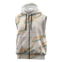 Aloha Pakalana and Puakenikeni Lei Sleeveless Zip Hoodie Beige Hawaiian Pattern LT9 Beige - Polynesian Pride
