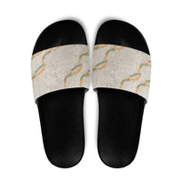 Aloha Pakalana and Puakenikeni Lei Slide Sandals Beige Hawaiian Pattern - Polynesian Pride
