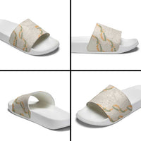 Aloha Pakalana and Puakenikeni Lei Slide Sandals Beige Hawaiian Pattern - Polynesian Pride