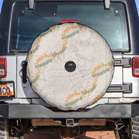 Aloha Pakalana and Puakenikeni Lei Spare Tire Cover Beige Hawaiian Pattern