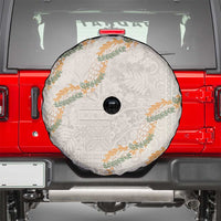 Aloha Pakalana and Puakenikeni Lei Spare Tire Cover Beige Hawaiian Pattern