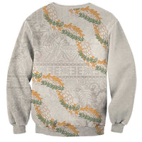 Aloha Pakalana and Puakenikeni Lei Sweatshirt Beige Hawaiian Pattern LT9 - Polynesian Pride
