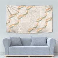 Aloha Pakalana and Puakenikeni Lei Tapestry Beige Hawaiian Pattern
