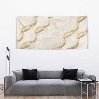Aloha Pakalana and Puakenikeni Lei Tapestry Beige Hawaiian Pattern
