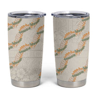 Aloha Pakalana and Puakenikeni Lei Tumbler Cup Beige Hawaiian Pattern