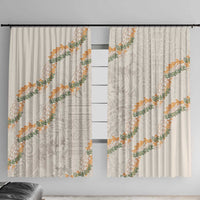 Aloha Pakalana and Puakenikeni Lei Window Curtain Beige Hawaiian Pattern LT9 With Hooks Beige - Polynesian Pride