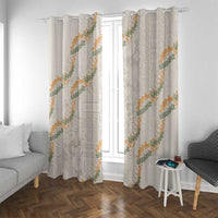 Aloha Pakalana and Puakenikeni Lei Window Curtain Beige Hawaiian Pattern LT9 With Grommets Beige - Polynesian Pride