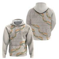 Aloha Pakalana and Puakenikeni Lei Zip Hoodie Beige Hawaiian Pattern
