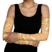 Aloha Pakalana and Puakenikeni Lei Arm Sleeves Gold Hawaiian Pattern - Polynesian Pride