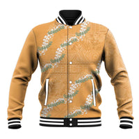 Aloha Pakalana and Puakenikeni Lei Baseball Jacket Gold Hawaiian Pattern LT9 Unisex Gold - Polynesian Pride