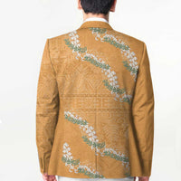 Aloha Pakalana and Puakenikeni Lei Blazer Gold Hawaiian Pattern LT9 - Polynesian Pride