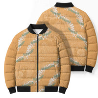 Aloha Pakalana and Puakenikeni Lei Bomber Puffer Jacket Gold Hawaiian Pattern LT9 - Polynesian Pride