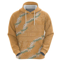 Aloha Pakalana and Puakenikeni Lei Hoodie Gold Hawaiian Pattern