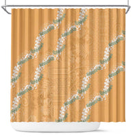 Aloha Pakalana and Puakenikeni Lei Shower Curtain Gold Hawaiian Pattern
