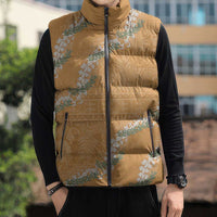 Aloha Pakalana and Puakenikeni Lei Sleeveless Puffer Jacket Gold Hawaiian Pattern LT9 - Polynesian Pride
