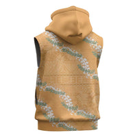 Aloha Pakalana and Puakenikeni Lei Sleeveless Zip Hoodie Gold Hawaiian Pattern - Polynesian Pride