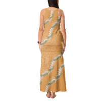 Aloha Pakalana and Puakenikeni Lei Tank Maxi Dress Gold Hawaiian Pattern