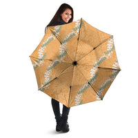Aloha Pakalana and Puakenikeni Lei Umbrella Gold Hawaiian Pattern LT9 - Polynesian Pride