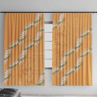 Aloha Pakalana and Puakenikeni Lei Window Curtain Gold Hawaiian Pattern LT9 With Hooks Gold - Polynesian Pride