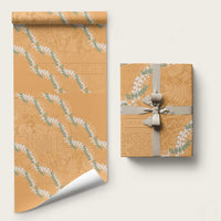 Aloha Pakalana and Puakenikeni Lei Wrapping Paper Gold Hawaiian Pattern - Polynesian Pride