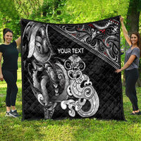 Personalised New Zealand Potae Pango Cricket Quilt Special Maori Hei Tiki Tribal Tattoo