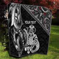 Personalised New Zealand Potae Pango Cricket Quilt Special Maori Hei Tiki Tribal Tattoo