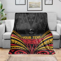 Custom Papua New Guinea Cricket Blanket PNG Emblem Mix Polyneisan Pattern LT9 - Polynesian Pride