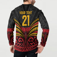 Custom Papua New Guinea Cricket Button Sweatshirt PNG Emblem Mix Polyneisan Pattern LT9 - Polynesian Pride
