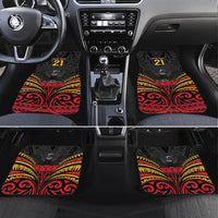 Custom Papua New Guinea Cricket Car Mats PNG Emblem Mix Polyneisan Pattern LT9 Set 4pcs Black - Polynesian Pride