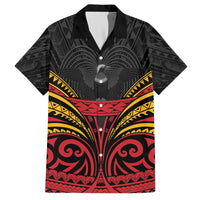 Custom Papua New Guinea Cricket Hawaiian Shirt PNG Emblem Mix Polyneisan Pattern LT9 Black - Polynesian Pride