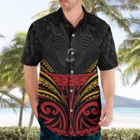 Custom Papua New Guinea Cricket Hawaiian Shirt PNG Emblem Mix Polyneisan Pattern LT9 - Polynesian Pride