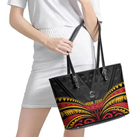 Custom Papua New Guinea Cricket Leather Tote Bag PNG Emblem Mix Polyneisan Pattern LT9 - Polynesian Pride