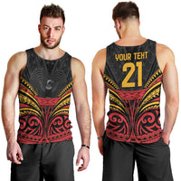 Custom Papua New Guinea Cricket Men Tank Top PNG Emblem Mix Polyneisan Pattern LT9 - Polynesian Pride