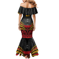 Custom Papua New Guinea Cricket Mermaid Dress PNG Emblem Mix Polyneisan Pattern LT9 - Polynesian Pride