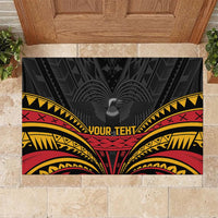 Custom Papua New Guinea Cricket Rubber Doormat PNG Emblem Mix Polyneisan Pattern LT9 - Polynesian Pride