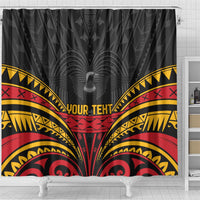 Custom Papua New Guinea Cricket Shower Curtain PNG Emblem Mix Polyneisan Pattern