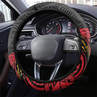 Papua New Guinea Cricket Steering Wheel Cover PNG Emblem Mix Polyneisan Pattern LT9 - Polynesian Pride
