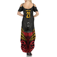Custom Papua New Guinea Cricket Summer Maxi Dress PNG Emblem Mix Polyneisan Pattern LT9 - Polynesian Pride