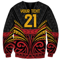 Custom Papua New Guinea Cricket Sweatshirt PNG Emblem Mix Polyneisan Pattern LT9 - Polynesian Pride