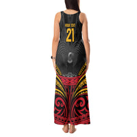 Custom Papua New Guinea Cricket Tank Maxi Dress PNG Emblem Mix Polyneisan Pattern LT9 - Polynesian Pride