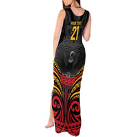 Custom Papua New Guinea Cricket Tank Maxi Dress PNG Emblem Mix Polyneisan Pattern LT9 - Polynesian Pride