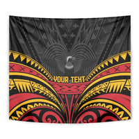 Custom Papua New Guinea Cricket Tapestry PNG Emblem Mix Polyneisan Pattern