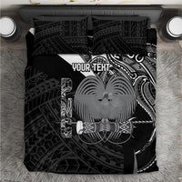 Custom Papua New Guinea Cricket Bedding Set Tribal Bird of Paradise Tattoo LT9 Black - Polynesian Pride