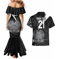 Custom Papua New Guinea Cricket Couples Matching Mermaid Dress and Hawaiian Shirt Tribal Bird of Paradise Tattoo LT9 - Polynesian Pride
