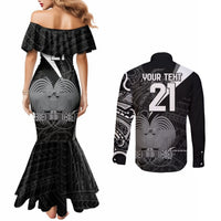 Custom Papua New Guinea Cricket Couples Matching Mermaid Dress and Long Sleeve Button Shirt Tribal Bird of Paradise Tattoo LT9 - Polynesian Pride