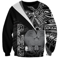 Custom Papua New Guinea Cricket Sweatshirt Tribal Bird of Paradise Tattoo LT9 Unisex Black - Polynesian Pride