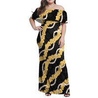 Aloha Melemele Hibiscus Pikake Lei Family Matching Off Shoulder Maxi Dress and Hawaiian Shirt Hawaiian Quilt Pattern
